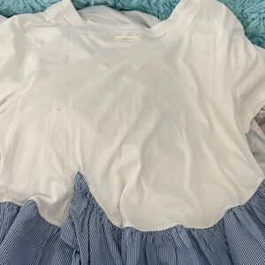 Anthropologie White and Blue Short Sleeve Tee